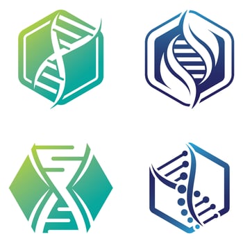 DNA Helix With Hexagon Logo vector