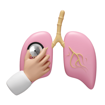 3d Doctor hand holding stethoscope with realistic human lung isolated. world pneumonia day, check lung health, organs concept, 3d illustration render png