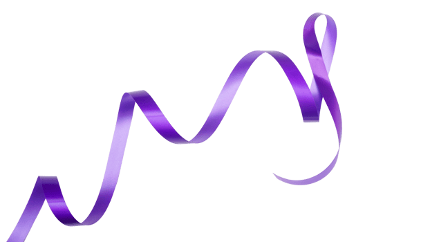 Purple ribbon as symbol of various cancer and disease awareness isolated on transparent background png