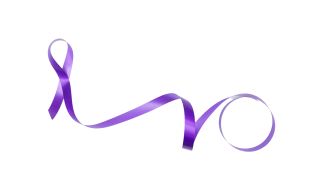 Long purple ribbon as symbol of various cancer and disease awareness isolated on transparent background png