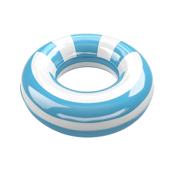 A Stunning View of a Blue and White Striped Inflatable Pool Float Ring png