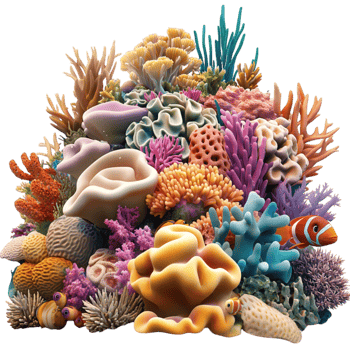 Colorful coral reef vibrant underwater marine life sea plants png