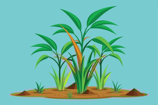 A lush Sugarcane Plants Growing in a Field vector
