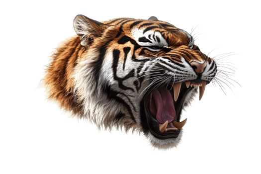 Magnificent Roaring Tiger Head Digital Art Wildlife Illustration png