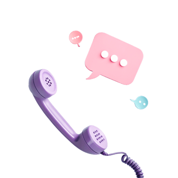 Lavender Retro Phone with Pink and Blue Speech Bubbles, Communication Concept png