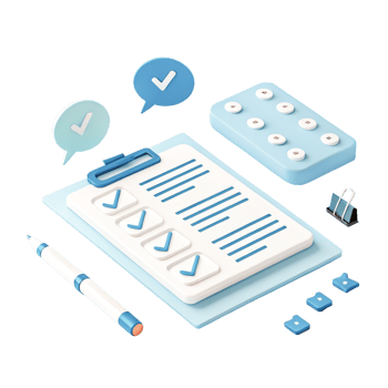 3D Isometric Checklist Clipboard, Survey, Form, and Pen - Modern Business Concept png