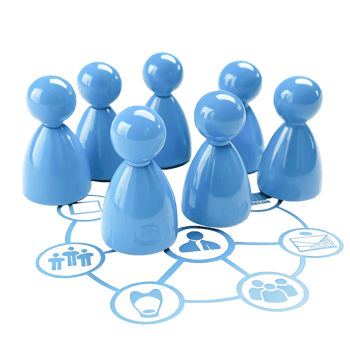 3D Render Blue People Network Teamwork Collaboration Concept png