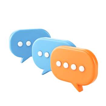 3D Render of Blue and Orange Speech Bubbles for Communication png