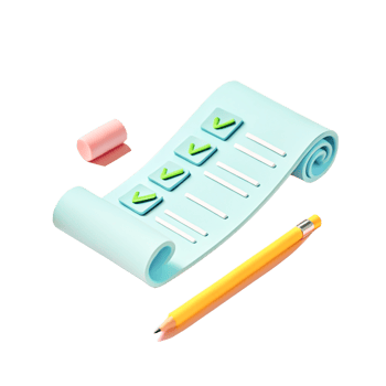3D Render of Checklist Paper Scroll with Pencil and Eraser, To Do List Concept png