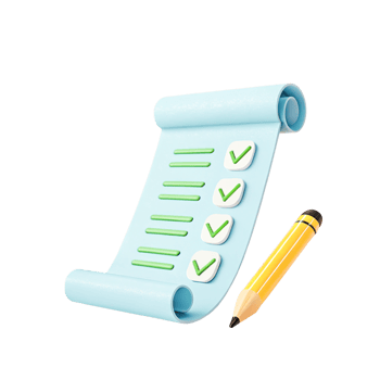 3D Render of Checklist Scroll with Pencil Task Management and To-Do List Concept png