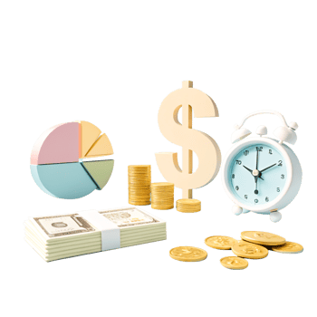 3D Render of Time is Money Concept Financial Growth, Investment, Clock, Dollar Sign png