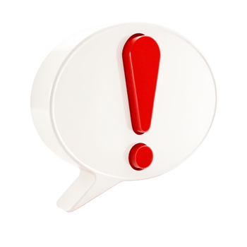3D Red Exclamation Mark in White Speech Bubble - Alert Notification Icon png