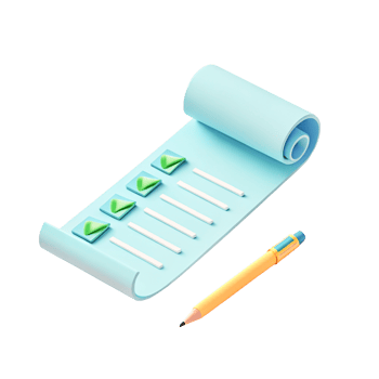 3D Render of Checklist Paper Roll with Pencil - Productivity and Task Management Concept png