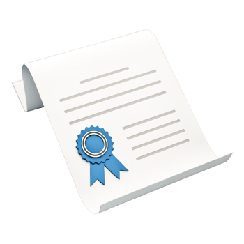 3D Render of a Certificate with Blue Ribbon Seal, Achievement Award png