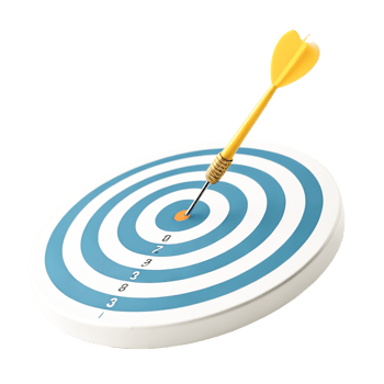 Yellow Dart Hitting Bullseye on Blue and White Target Board png