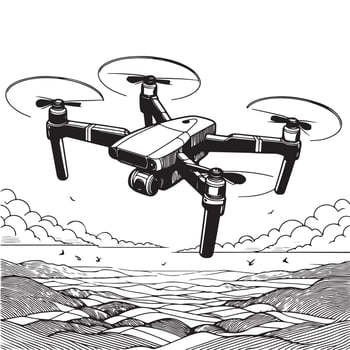 Advanced Drone in Flight Above Agricultural Fields vector