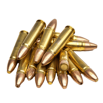 Closeup of a Pile of Brass Ammunition Cartridges Bullets png
