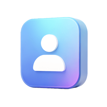 3D Neon Blue Profile Icon User Account Button for App Interface Design png