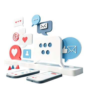 3D Social Media Notification Icons on Smartphones Communication Networking Concept png