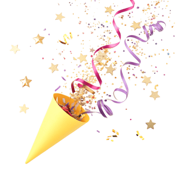 Festive Party Confetti Explosion from Yellow Cone Celebration png