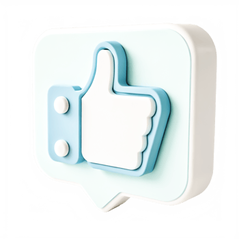 3D Render of a Blue and White Thumbs Up Icon in a Speech Bubble png
