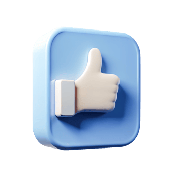 3D Blue Square Thumbs Up Icon Social Media Like Button Render png