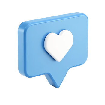 3D Render of a Blue Speech Bubble with a White Heart Social Media Like Icon png