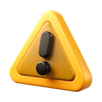 3D Render of Yellow Triangle Exclamation Mark Warning Sign Icon png