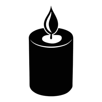 a black candle with a flame on it vector