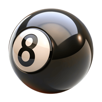 Realistic 3D Render of Black Eight Ball for Billiards, Pool, and Games png