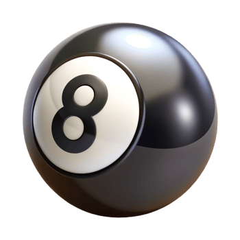 3D Realistic Black 8 Ball Billiards Sphere, Game Icon, Sport Equipment Render png