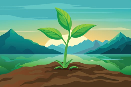 A bunch of small green plants are growing vector