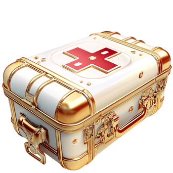 Durable green medical kit marked a bold red cross, fully stocked emergency supplies for essential firstaid care. png