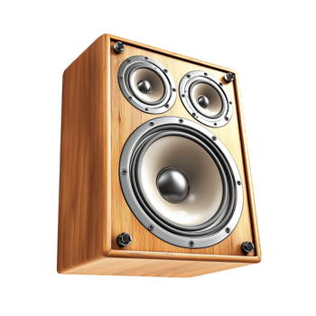 Wooden vintage speaker a silver woofer highquality sound output, delivering premium audio performance. png