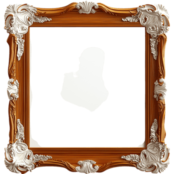 Sophisticated gold picture frame encasing a blank white canvas perfectly suited for an exquisitework display. png