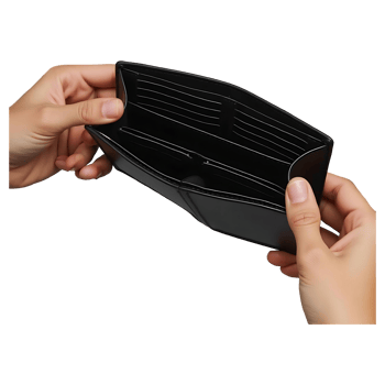 Man Holding an Empty Wallet Ideal for Marketing Financial Services or Awareness png