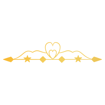 Heart shape Divider Design with golden arrow and heart on a transparent background png