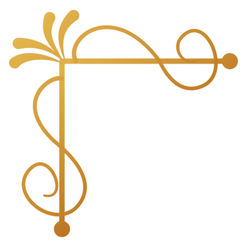 Corner design with golden frame with swirls and swirls on transparent background png