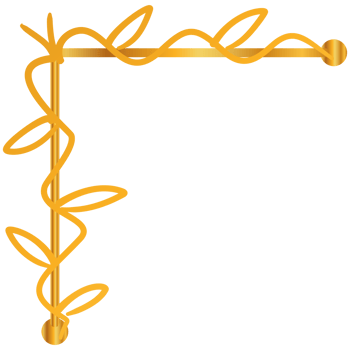 Corner design with golden frame with leaves on it png