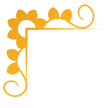 Corner design with a flower border on a transparent background png