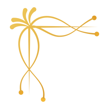 Corner design with golden ribbon on transparent background png