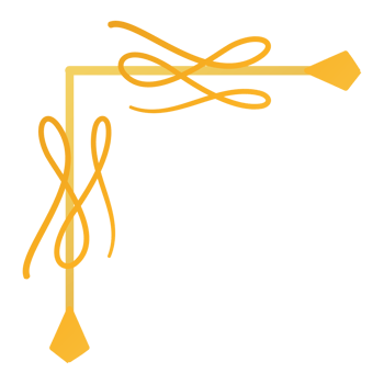 Corner design with a yellow ribbon with a bow on it png