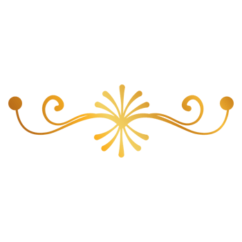 Traditional Floral Divider Design with golden scroll with swirls on transparent background png