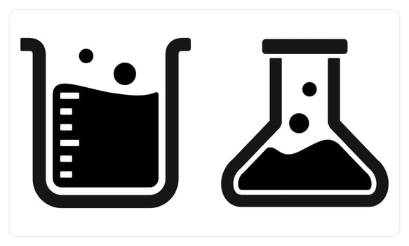 Beaker and Flask in black color vector