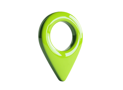green location pin representing navigation and wayfinding in modern technology, cut out on transparent background png