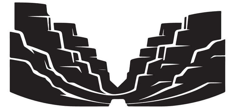 Canyon Silhouette Illustration Scenic View Landscape Design vector
