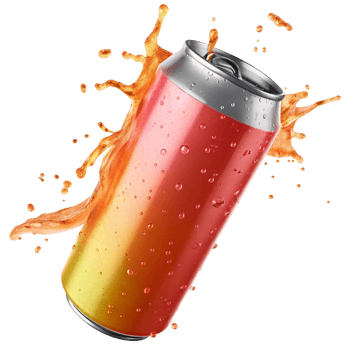 Refreshing Summer Drink in a Cold Can with Splashing Liquid png