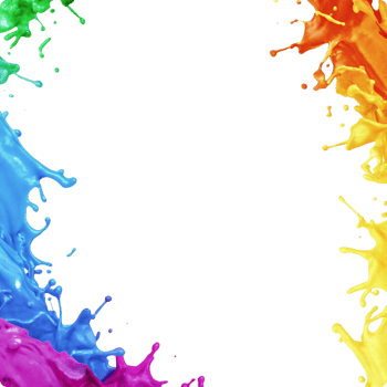 Vibrant Rainbow Paint Splatter Border on Black Background png