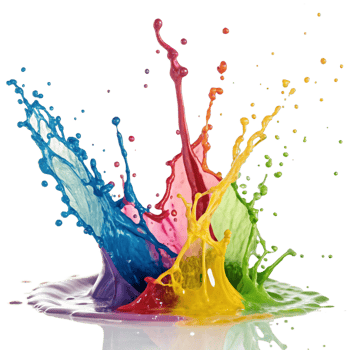Vibrant Rainbow Colored Paint Splashes Exploding in a Spectacular Burst png