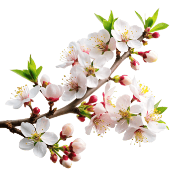 Stunning Closeup of Delicate White Almond Blossoms on a Branch png